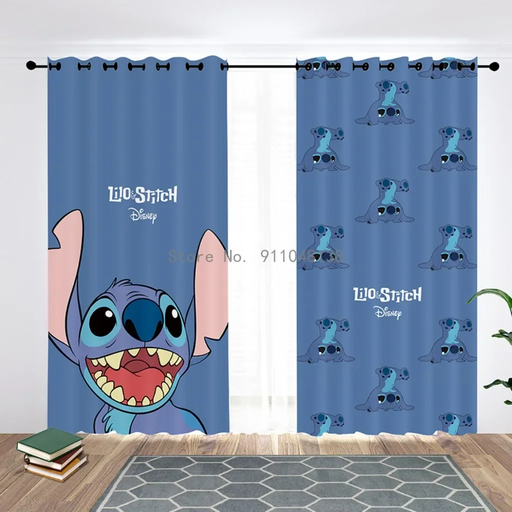 귀여운 디즈니 Lilo & Stitch 3D 암막 커튼, 침실 거실 홈 장식, 어린이, 소녀, 소년, 생일 선물