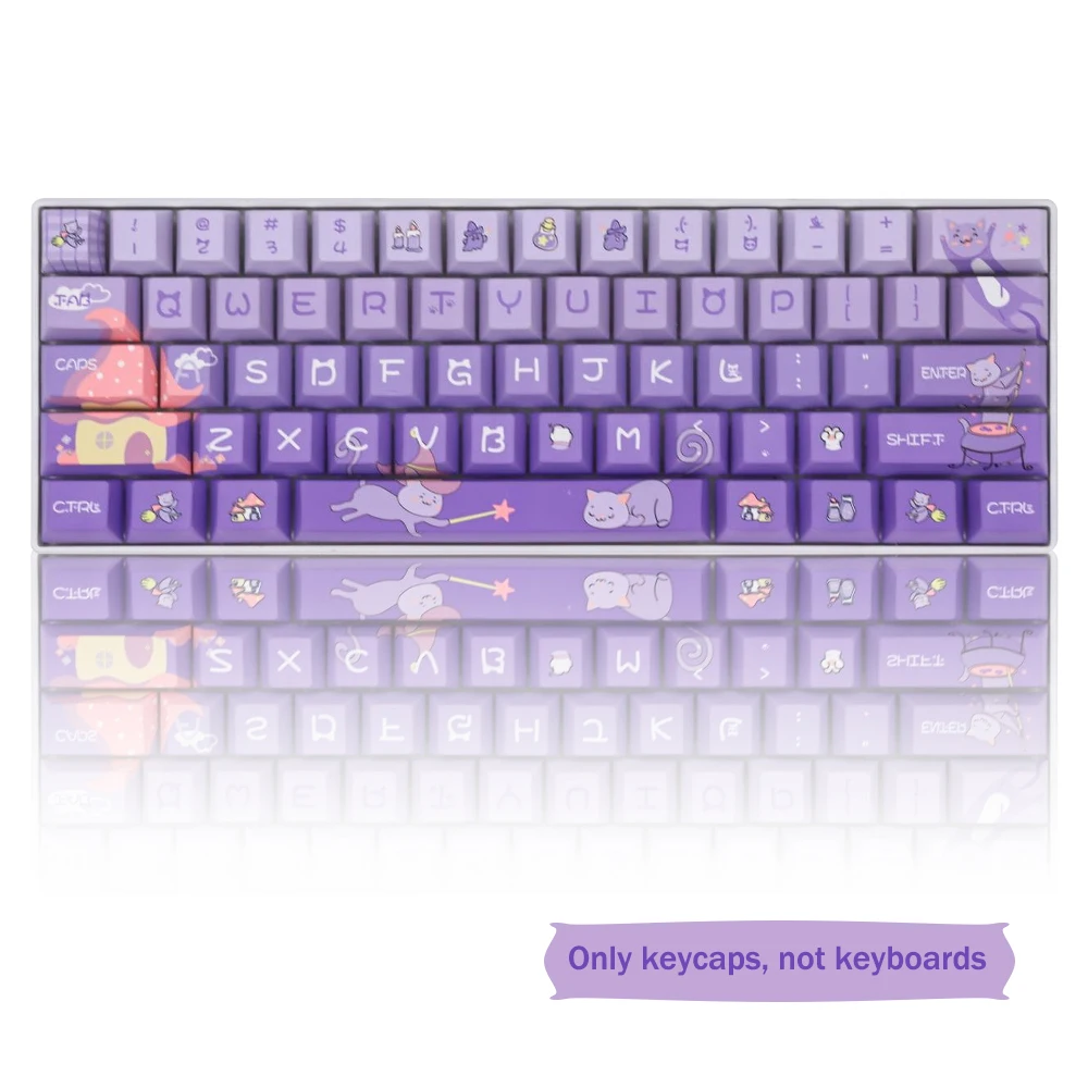 Purple Gradiente Gato Keycaps Cereja Perfil Pbt Dye Sublimação Keycap para Interruptor mx Teclado Mecânico Gk61 64 68 75 84 87 96