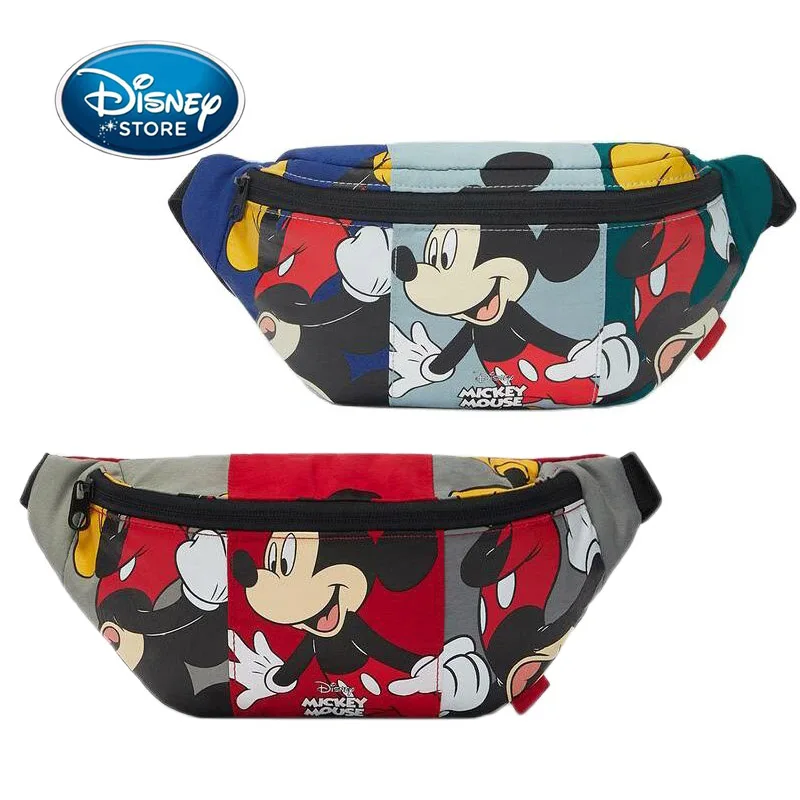 

Disney Mickey Kid's Waist Bag Splicing Printed Shoulder Bag Baby Children Girls Coin Purse Cartoon Mickey Mouse Ladies Chest Bag