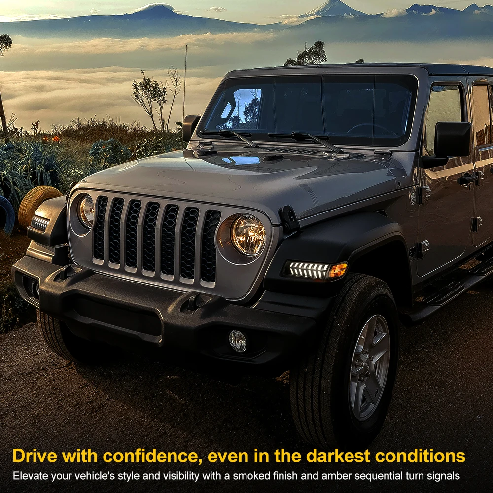 For Jeep Wrangler JL Sport 2018 2019 2020 LED Car Fender Side Marker Turn Signal