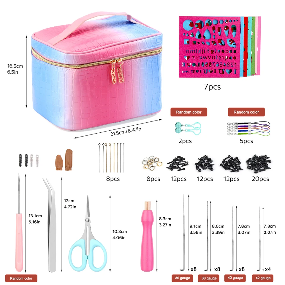 185 Pcs Wool Felting Tools Supplies Kit with 4 Sizes Felting Needles 50 Colors Wool Roving Mad for DIY Home Decorations