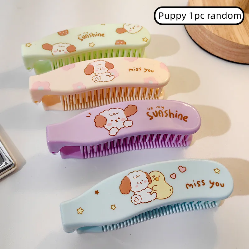 1pc Mini Baby Girls Hairbrush Cute Cartoon Bear Bunny Puppy Hair Comb Small Portable Fold Kids Girl Hair Brush Accessories