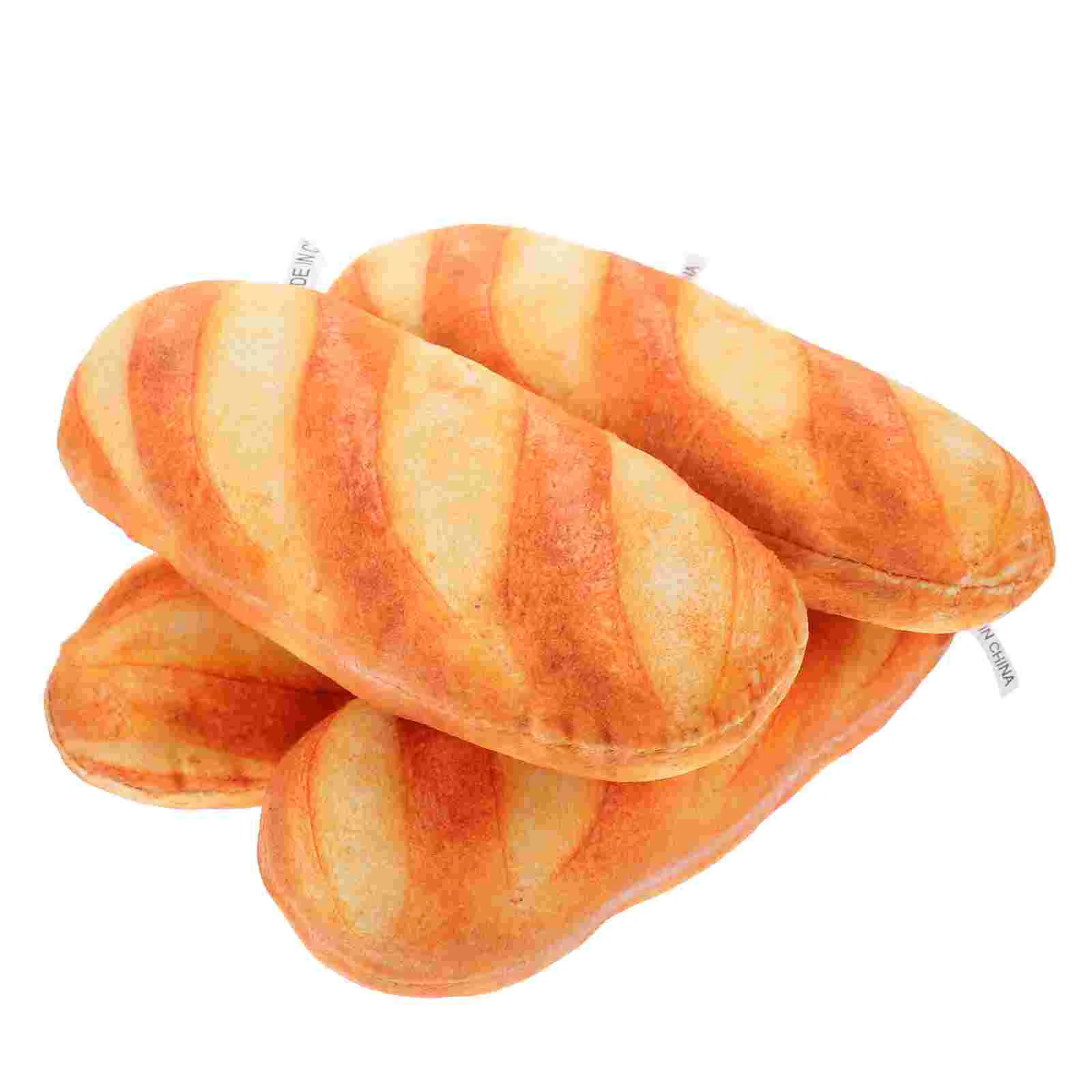 

4 Pcs Stuffed Bread Toys PP Cotton Plush Prop Decorate Model Food Child Fake Decoration Cute