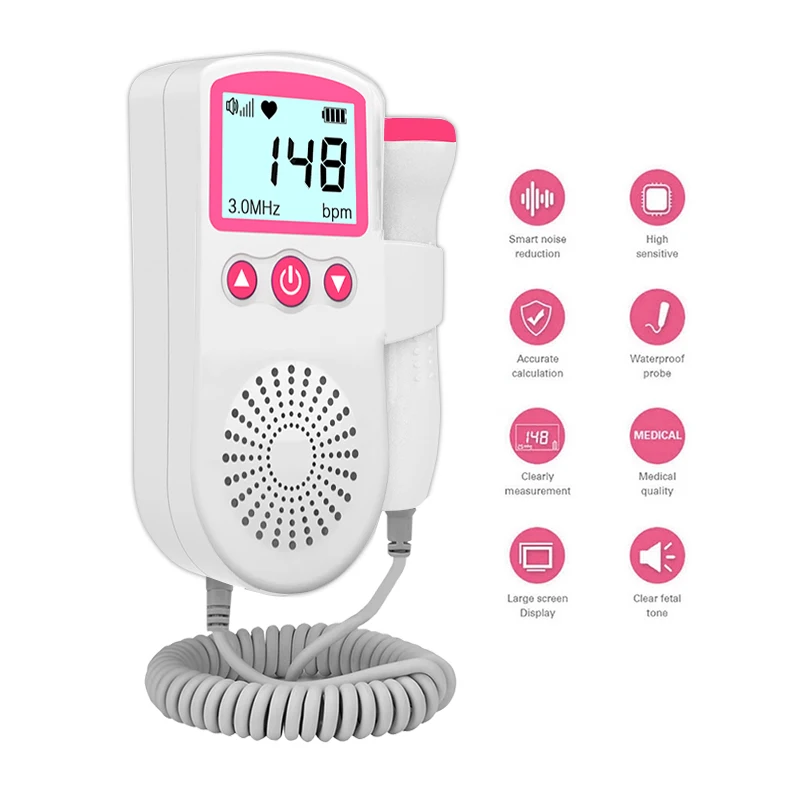 3 MHz Household Doppler Fetal Portable Pregnant Baby Heart Rate Monitor Pregnancy Meter Sound Ultrasound Detector |