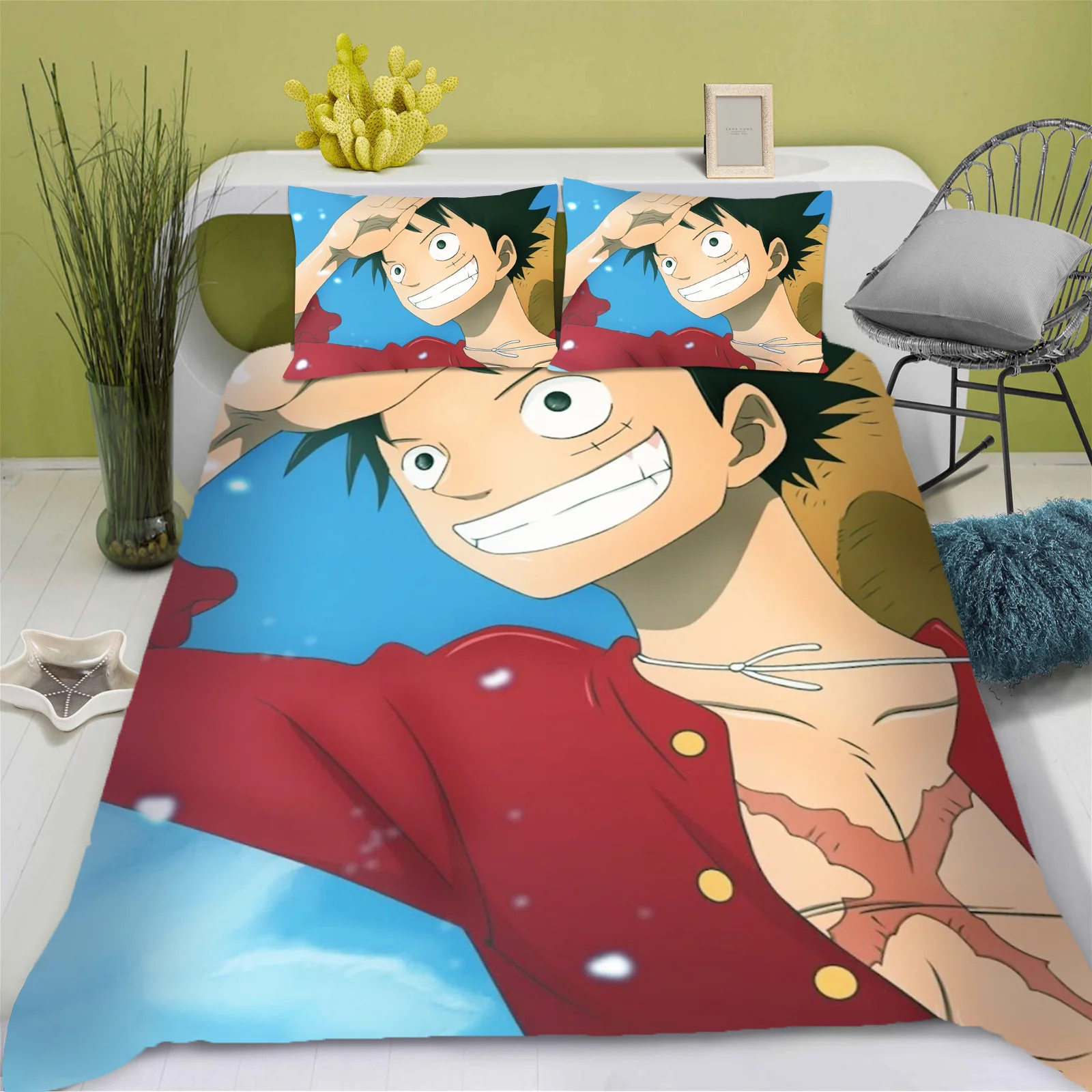 Description Picture 3 of itemMonkey D Luffy Quilt Cover, Cartoon Duvet, Cute Printing, Home Breathable, Children Bedding, Custom Made, Various Sizes Set