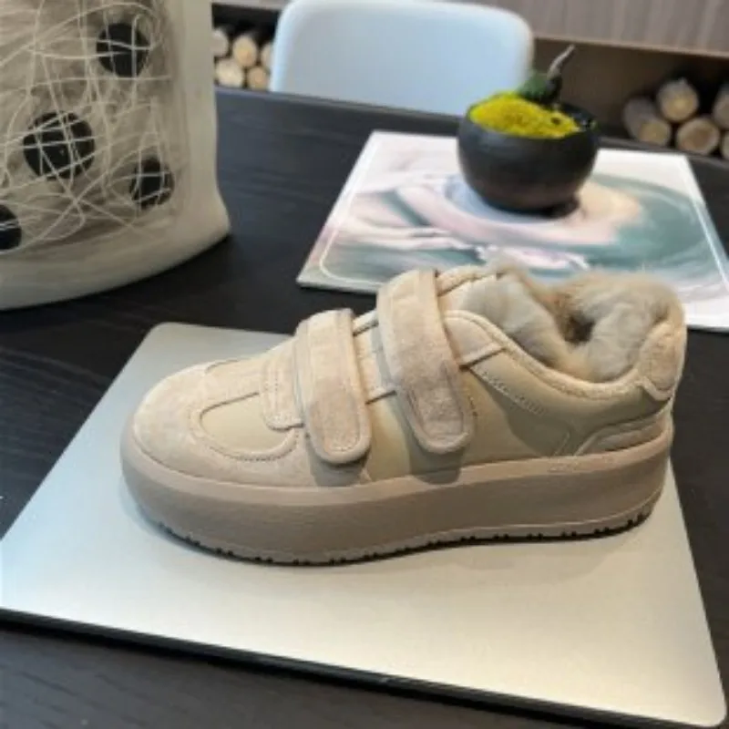 

Женские кроссовки на высокой платформе, теплая бархатная Повседневная Уличная обувь, Размеры 35-40, зима