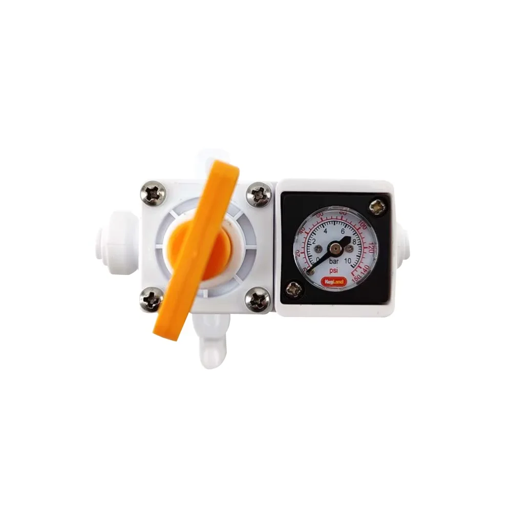KegLand Duotight Inline-Inline-Regler – mit integriertem Manometer für Wasser/Gas – 6,35 mm (1/4 Zoll Push-In) – Detail 1