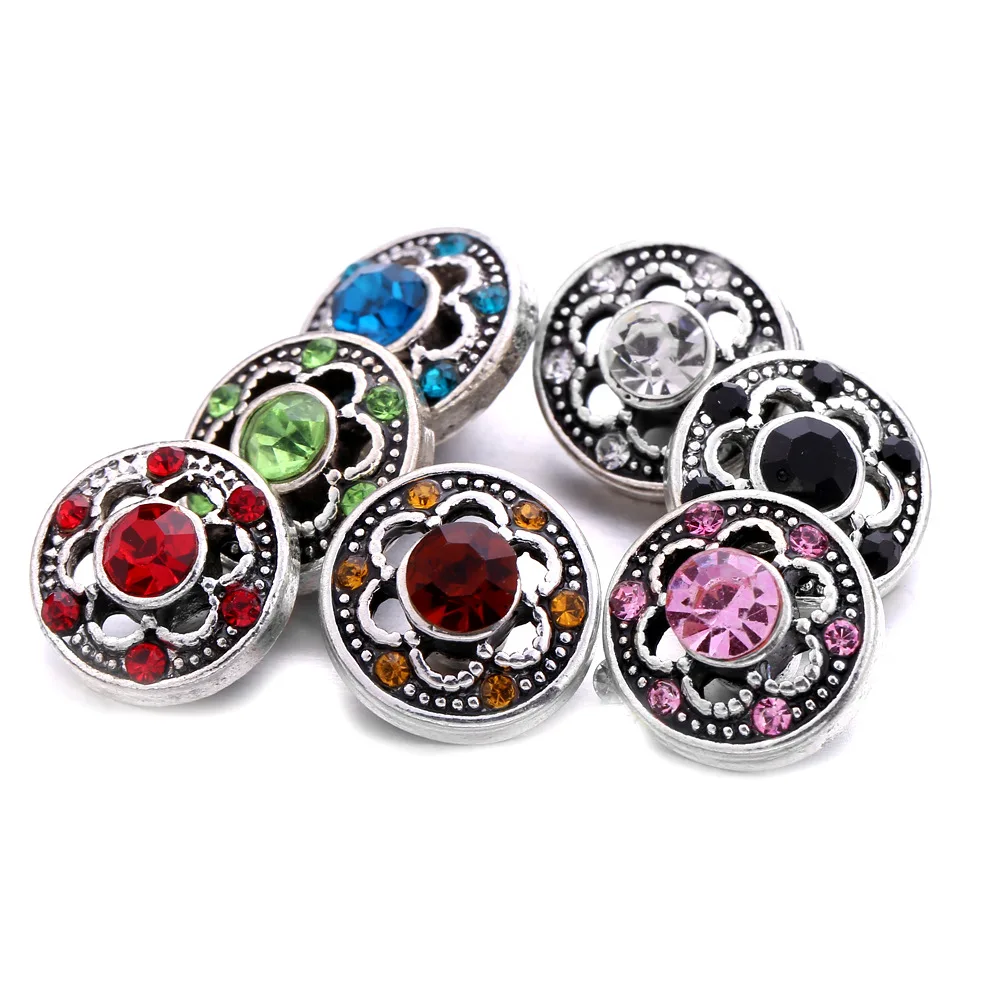 

20pcs 12mm Snap Jewelry Crystal Flower Mini 12mm Metal Snap Buttons for DIY Interchangeable Snap Button Bracelet Necklace