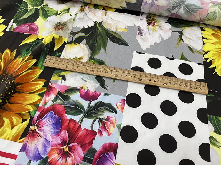 Italian Luxury Brand Printed Natural 100% Cotton Poplin Fabric DIY Fashion Shirt Children's Clothing Fabrics Cloth for Dress