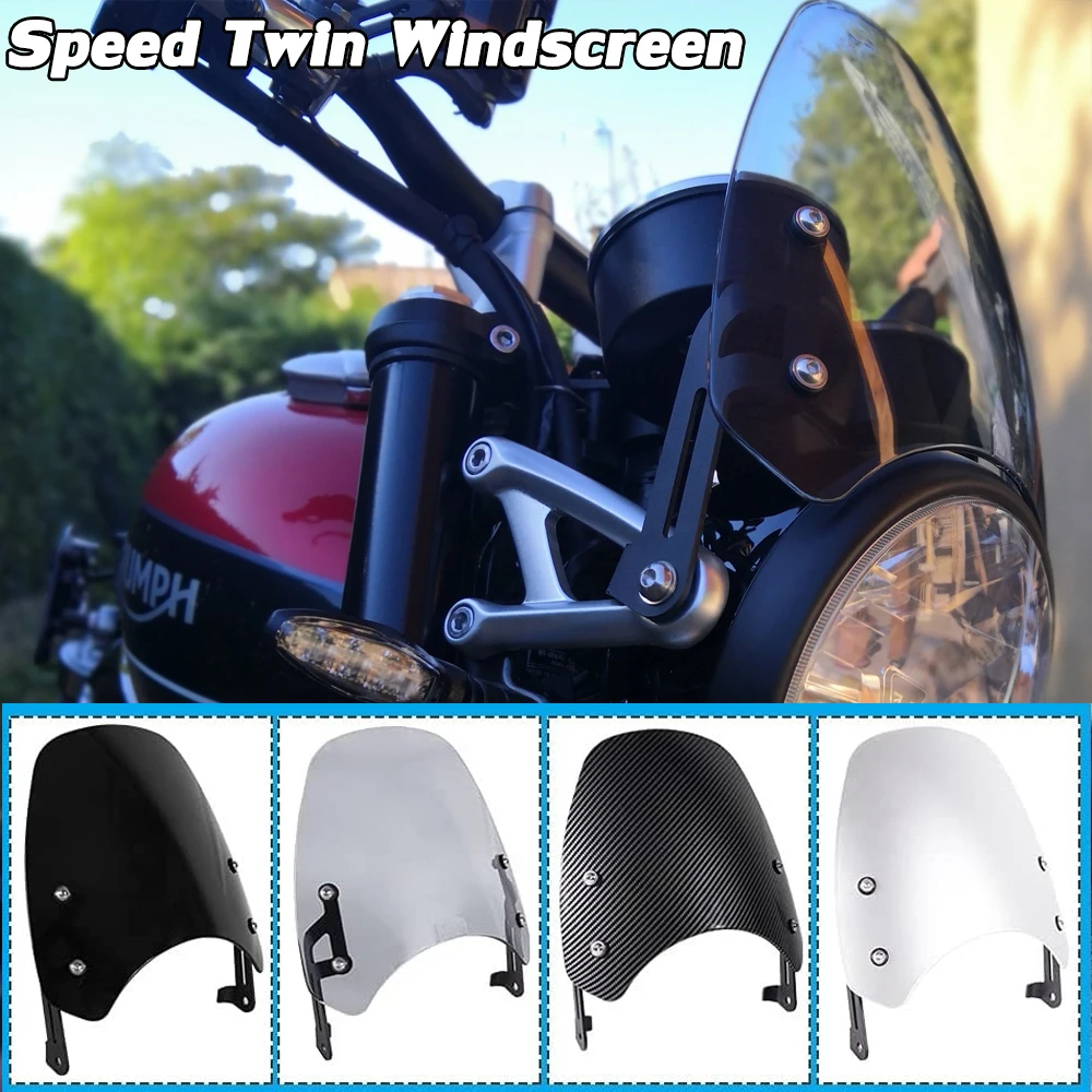 Per Triumph Speed Twin 1200 Deflettori Parabrezza Parabrezza Pare-Brise Con Staffa Accessori Moto 2019 2020 2021