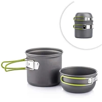 Pots de Camping, ensemble d'ustensiles de cuisine portables en plein air, vaisselle pour randonnée Trekking pique-nique pêche alpinisme 2