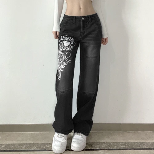 하라주쿠 그런지 빈티지 로우 웨이스트 카고 팬츠, Y2K 미학, 인디 여성 청바지 포켓, 한국 스트리트웨어, 레트로 바지 3