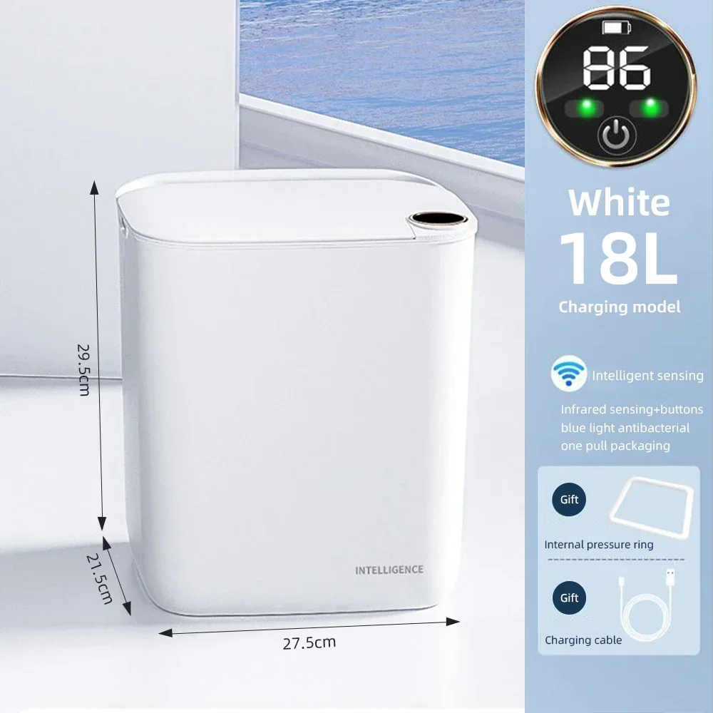 desktop trash can trash can 18L Smart Sensor Trash Bin Smart Sensing Trash Can Display Type-C Recharging Automatic Wastebin Kitchen Toilet Wastebasket