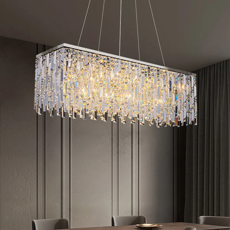 

Modern Luxury Crystal Chandelier Living Room Dining Room Rectangle Kitchen Pendant Lamp Bedroom Round Crystal LED Lighting