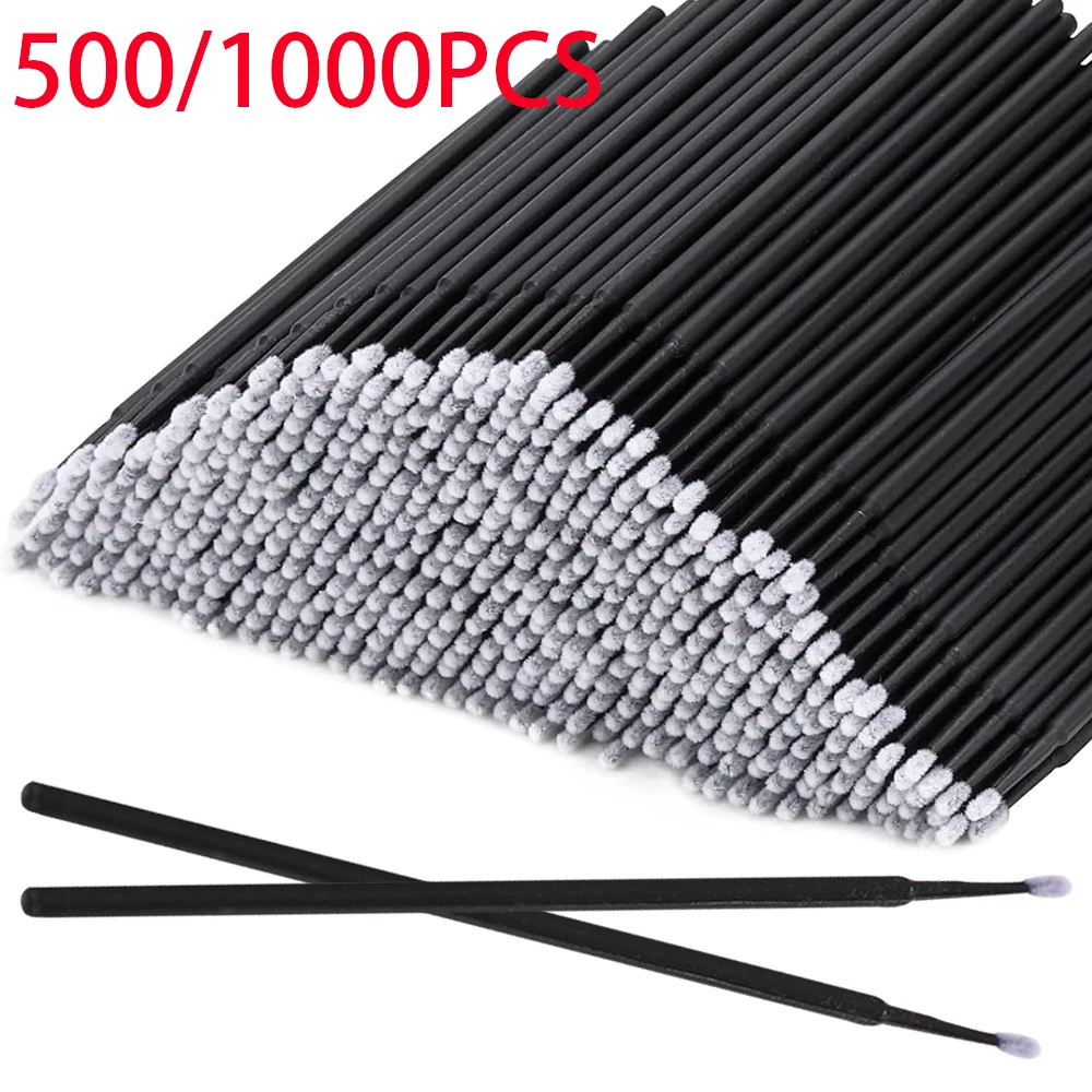 500/1000PCS Eyelash Cleaning Brush Highly Colorful Crystal Brush Eyelash Micro Brush Beauty Makeup Clean Remover Tool 2027