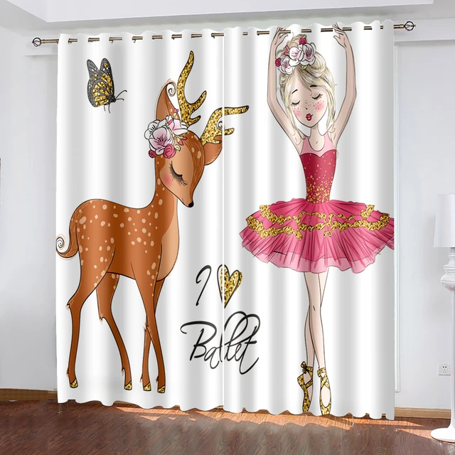 Cortinas de unicornio rosa para sala de estar, dormitorio de niña, cortinas  elegantes para cocina, tratamientos de ventana de habitación - AliExpress