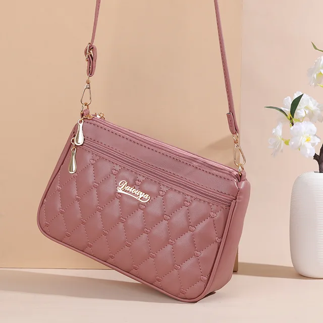 PU Leather Crossbody Shoulder Bag for Women – Large Capacity Embroidered Handbag with Zipper, Stylish Fashion Purse for Everyday Use