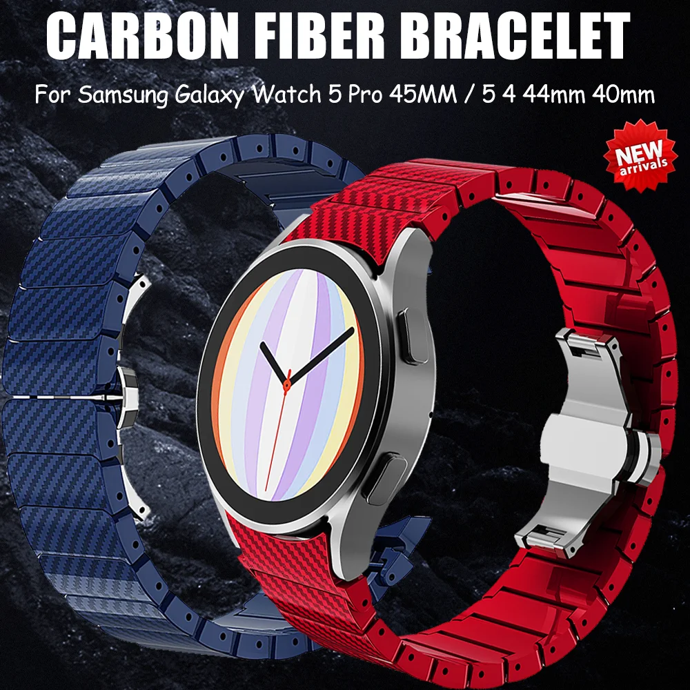 

Carbon Fiber Strap For Samsung Galaxy Watch 5 Pro/5 4/4 Classic Butterfly Buckle For Galaxy Watch 44mm 45MM 42mm 46mm Bracelet