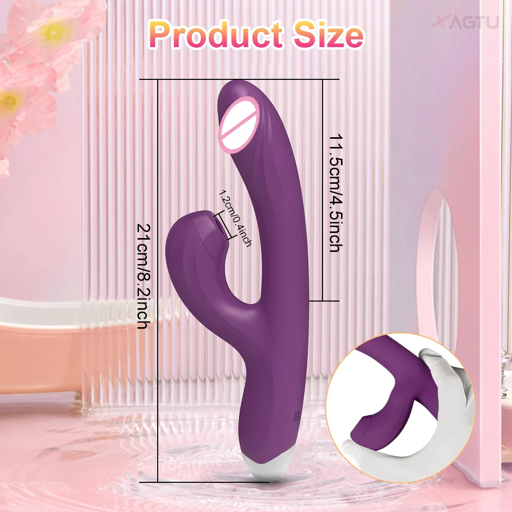 Clit Sucker Vibrator 2 in 1 Dildo For Women G-Spot Clitoris Vacuum Stimulator Heating Female Sex Toy