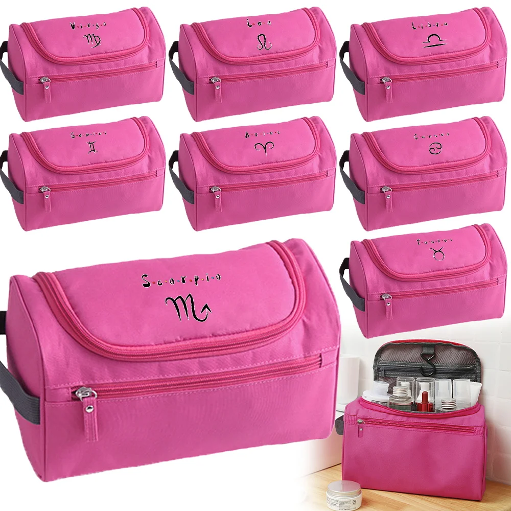 

Business Portable Storage Bag Toiletries Organizer Women Constellation Print Travel Cosmetic Bag Hanging Waterproof Wash Pouch