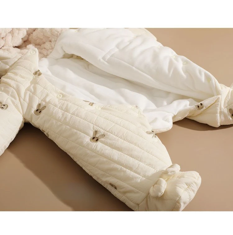HoneyCherry Baby Winter Padded One-Pieces Footies Cute Warm Hooded Thickened Out Romper Newborn Girl Clothes