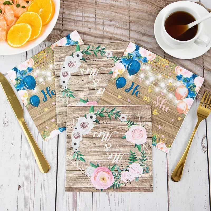 20 Pezzi/Pac Gender Reveal Lui O Lei? Mr. Or Mrs.? Fazzoletti Stampati Colorati A Tema Torta Muslimtiming Fazzoletti