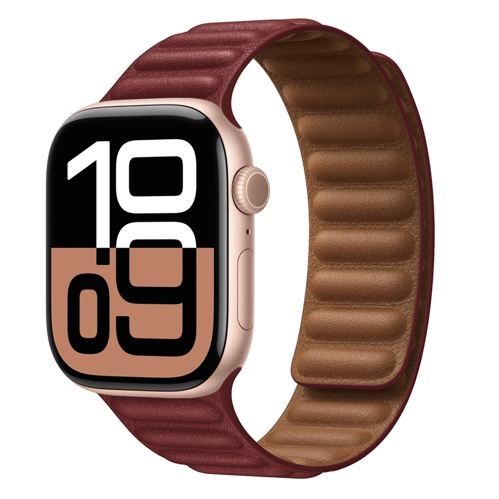 Premium Leather Magnetic Loop Watch Band Strap - Elegant Bracelet Design