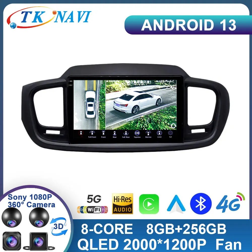 

Android 13 black For Kia Sorento 3 2014 - 2017 Car Radio Multimedia Video Player Navigation Stereo GPS 2din 2 din Carplay Auto