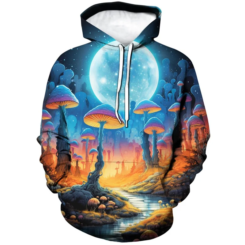 thumbnail image 1 of Sudadera con capucha con gráfico de hongos para hombre, sudadera con estampado de plantas en 3D, sudadera informal de gran tamaño para primavera y otoño, sudaderas con capucha de manga larga, 1 of 5