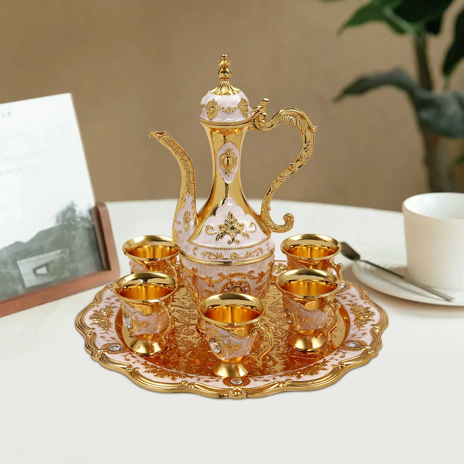 Vintage Turkish Coffee Set with Pot and 6 Cups Turkish Tea Sets