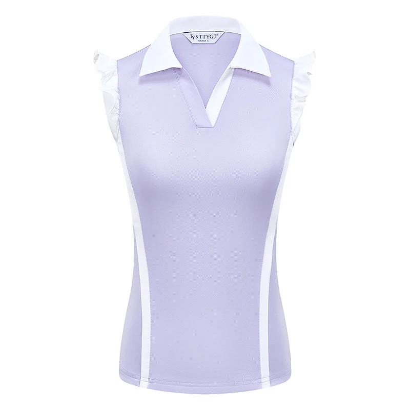 New Women's Golf Sleeveless T-shirt Ruffle Fly Sleeve Golf Sports Shirt Breathable Quick Drying Slim Tops Casual Sportswear