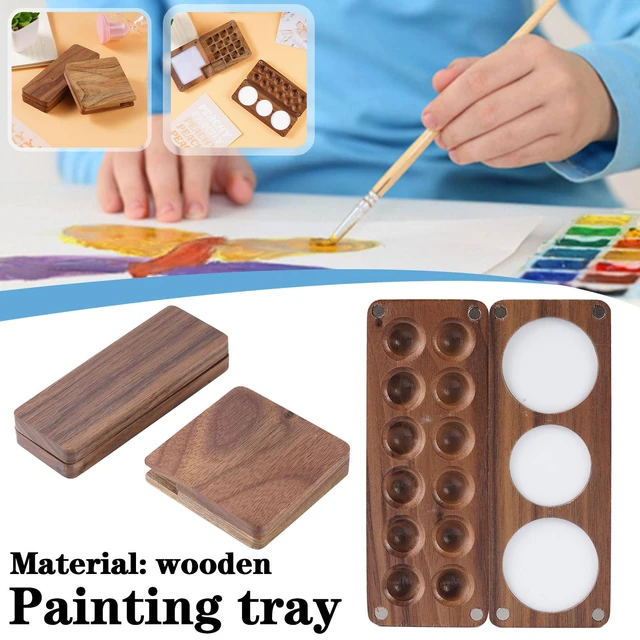 Portable Wooden Handmade Watercolor Paint Box Empty Box Mini Black  Walnut/cherry Paint Palette Painting Supplies