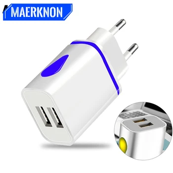 듀얼 USB 충전기 아이폰에 대 한 5V 2.1A 휴대 전화 충전기 삼성 화웨이 Xiaomi Redmi LED 빛 충전 어댑터 벽 충전기