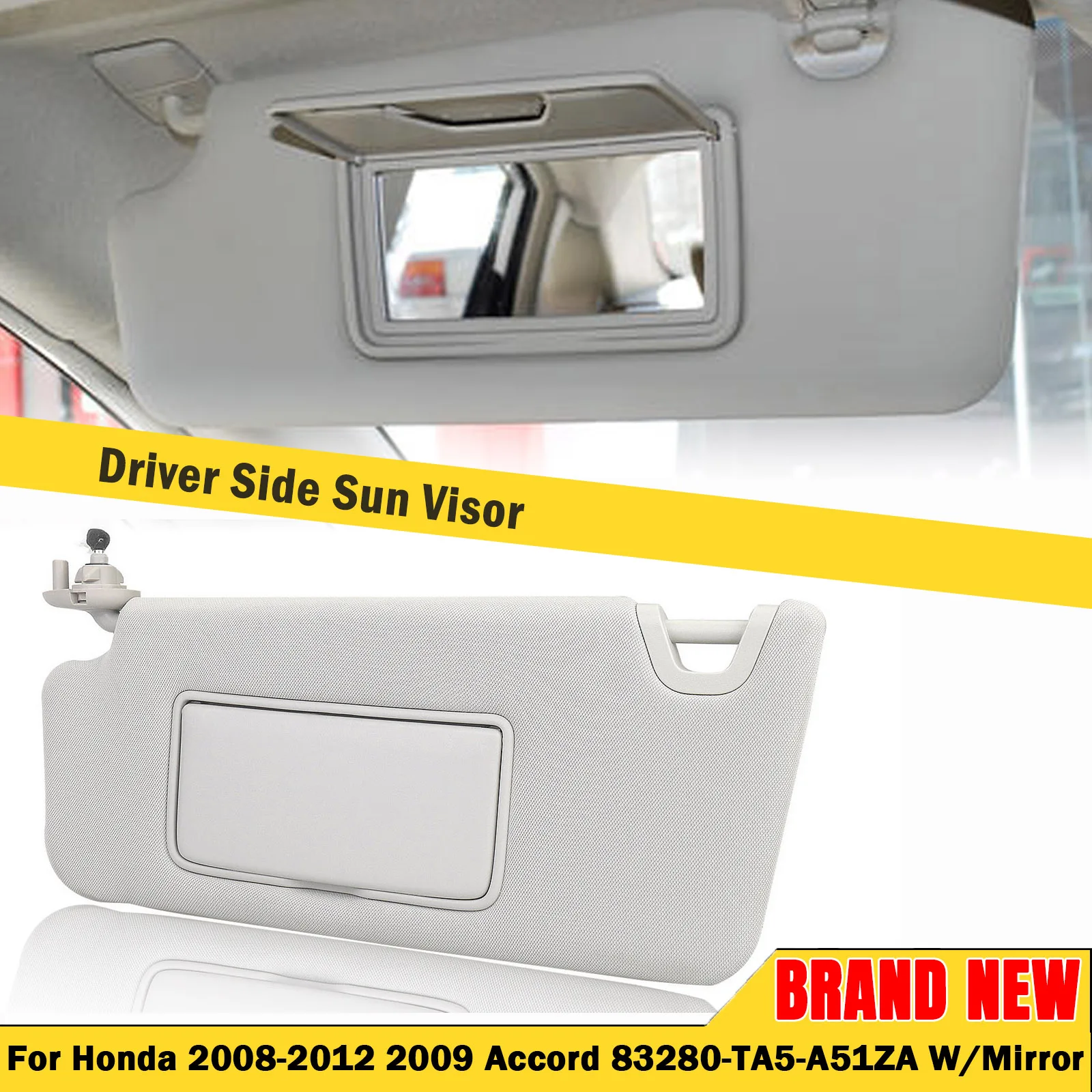 Gray Car Sun Visor Left Side Driver Side Front Window Sunshade Shield Cover For Honda Accord