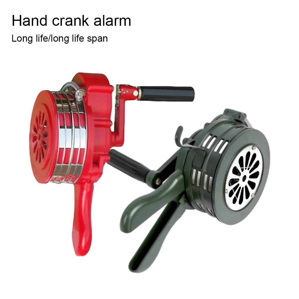 110dB Manual Metal Alarm Hand Crank Siren Horn Air Raid Emergency Safety Warning Siren for Fire Flood Prevention Disaster
