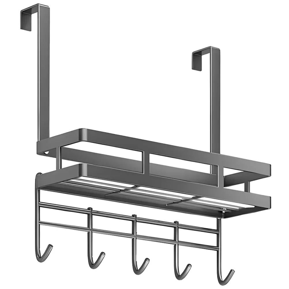 Over Door Hangers Detachable Installation-free Storage Rack Multifunctional High Carbon Steel Hook Clothes Shelf Basket