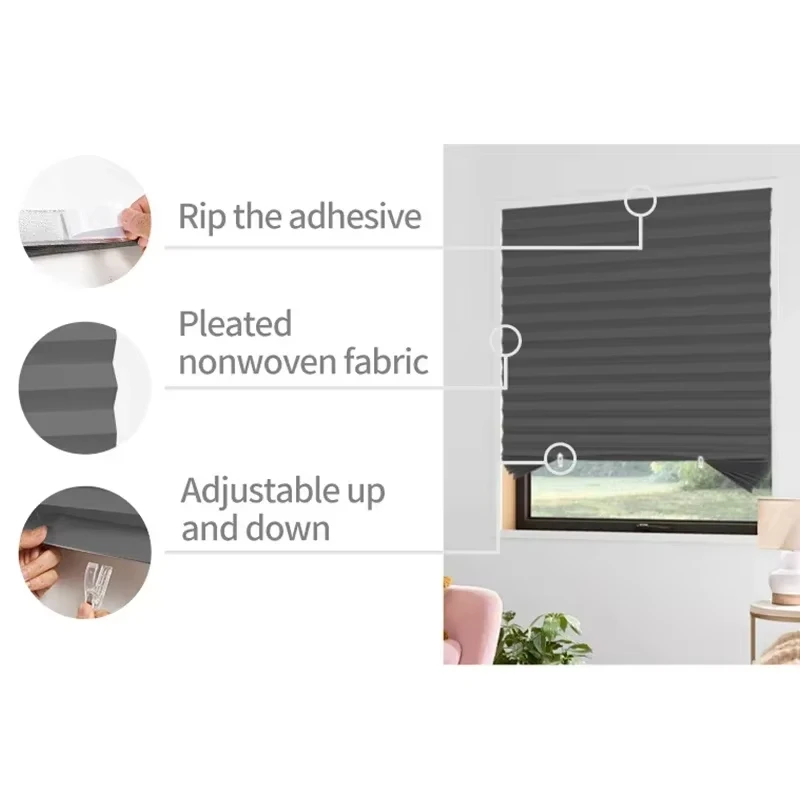 Self-Adhesive Pleated Window Blinds 4