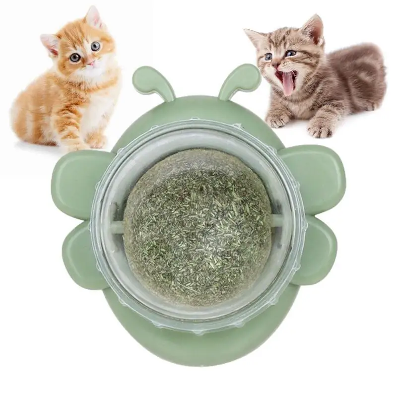 

Catnip Balls For Cats Wall Bee Shape Cat Bite Toy Wall Catnip Roller For Cat Licking Catnip Roller Ball Wall Toys Rotating