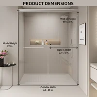 44-48 in. W x 72 in. H Double Sliding Shower Door, Semi-frameless Bypass Bathroom Sliding Door with 1/4" (6mm) Tempered Glass 2