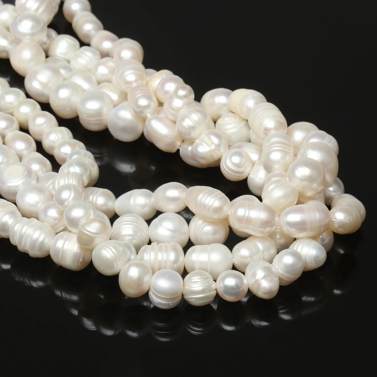 1 Str,Real Freshwater Pearls, Irregular Pearls,AAA, Three-Color Pearl  Necklace, DIY Pearl Accessories, Multi-Size Pearls, Length 35 cm