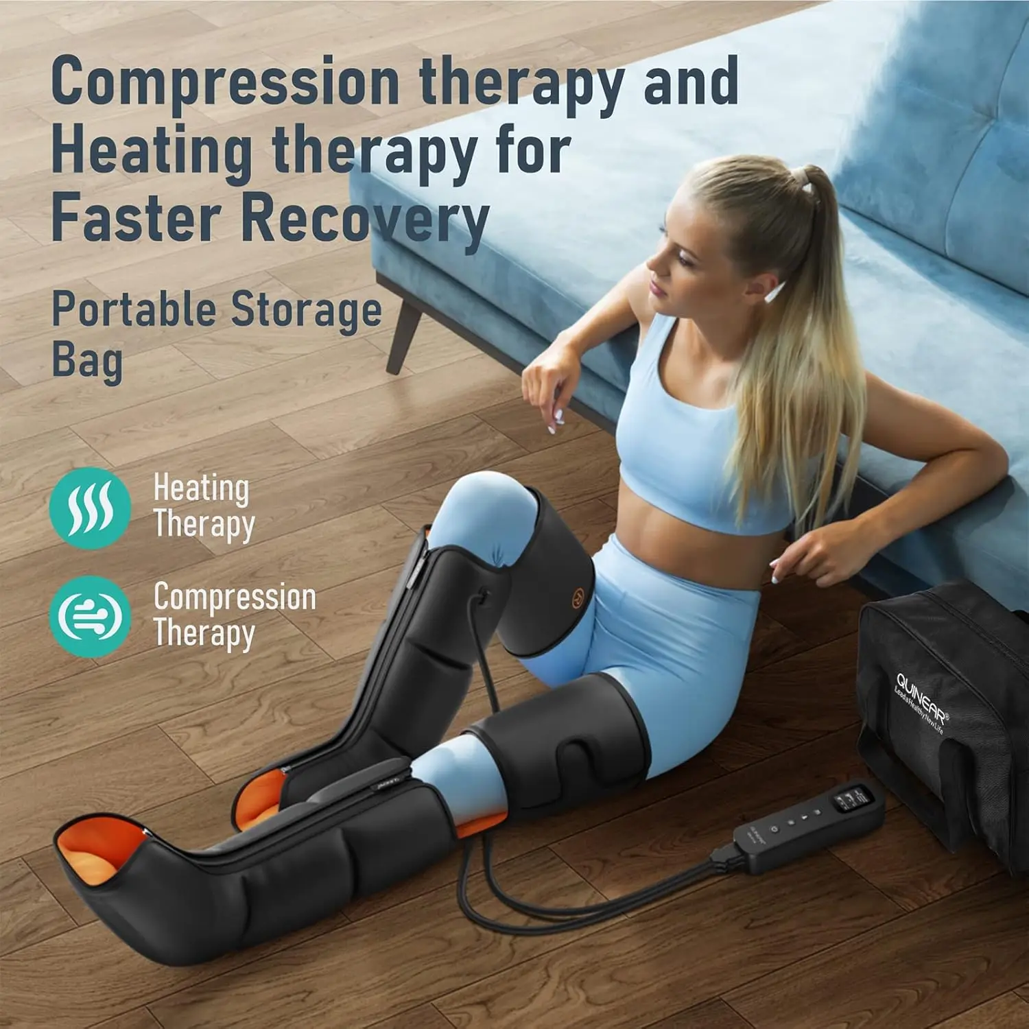 Leg  , 3-in-1 Foot Calf & Thigh  with Heat and Compression Therapy, Leg Massage Boots for Swollen Legs, E 3