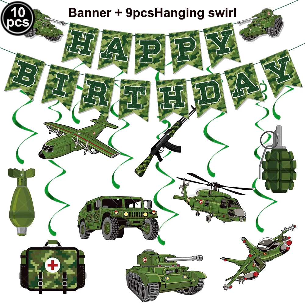 Military-Themed Camouflage Balloon Decorations for Boys' Birthday Party Supplies