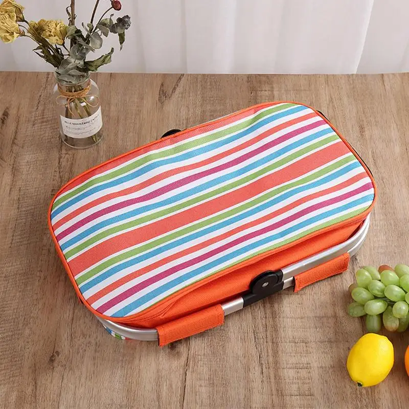 Foldable Camping Ice Cooler Basket 30L Insulation Picnic Basket Picnic Bag Portable Oxford Cloth Bag For Camping Grocery cooler bag