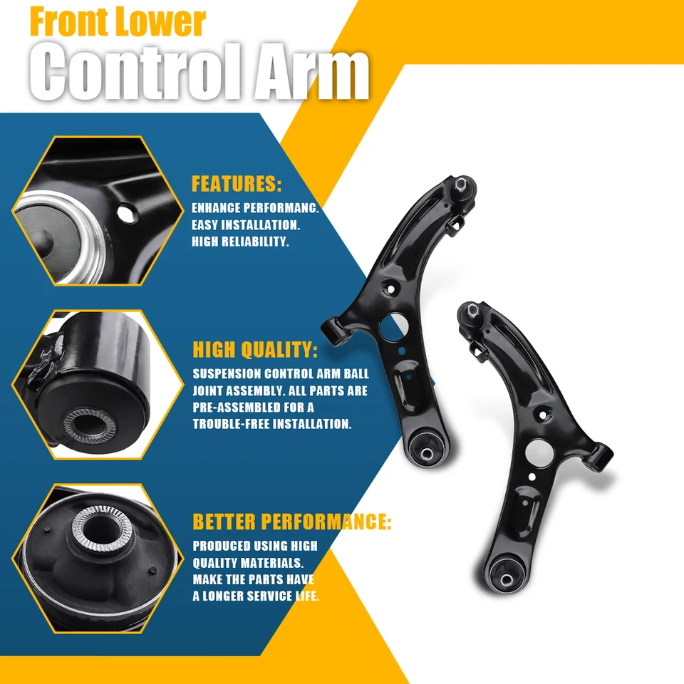 10-Piece Front Suspension Kit For 2001-2006 Hyundai Elantra - Includes Control Arms, Tie Rods, Sway Bar Links