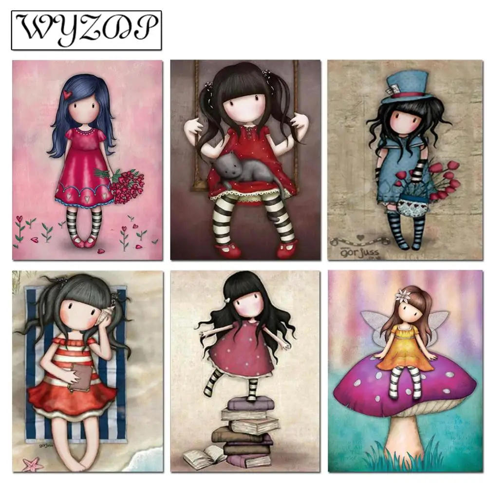 5D Diamant Malero Cartone Animato "Dchen Bild Voll Mm2/Runde Diamant Stickereo Stich Geschenk Kit H)Decorwyzwyz201007