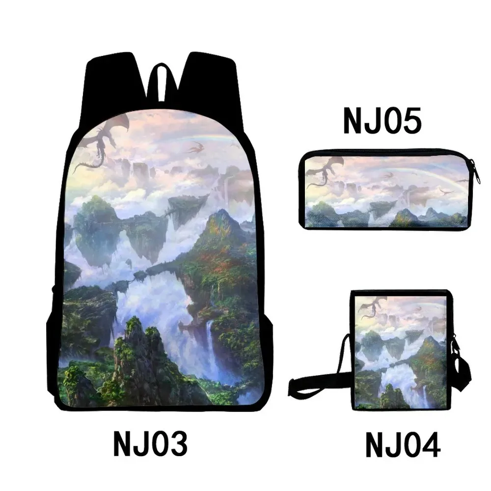 Fantásticas Cenário 3D Print School Bags, Mochila Estudantil, Mochila, Inclinada Bolsa de Ombro, Estojo de Lápis, Harajuku, Popu