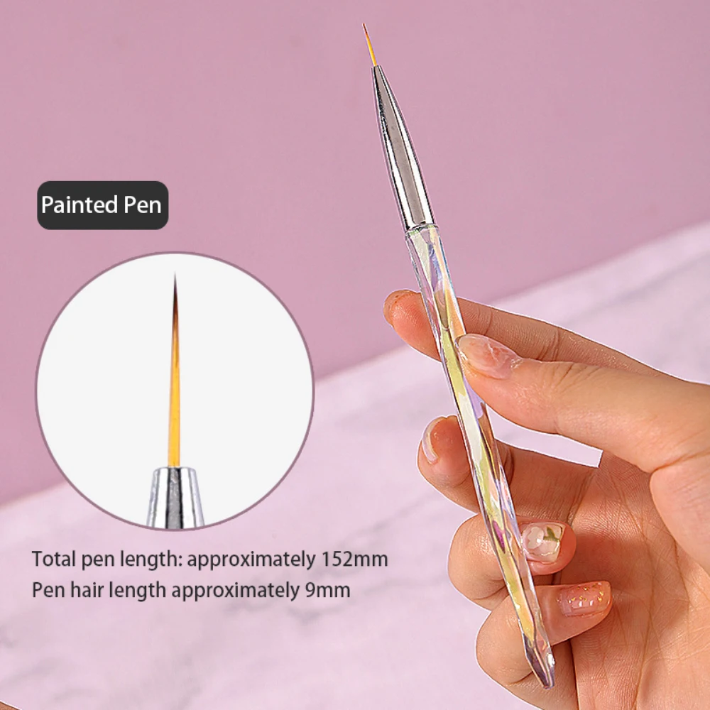Nail Enhancement Pen Powder Carving Not Easily Deformed Ultra Thin Line Pen Double Headed Uv Gel Not Easy To Shed Hair