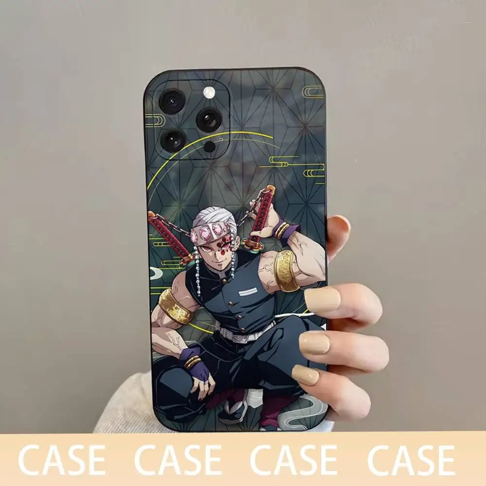 애니메이션 텐겐 우즈이 아이폰 16,15,14,13,12,11 플러스, 프로 맥스, XS, X, XR, SE, 미니, 8,7용 소프트 실리콘 블랙 폰 케이스