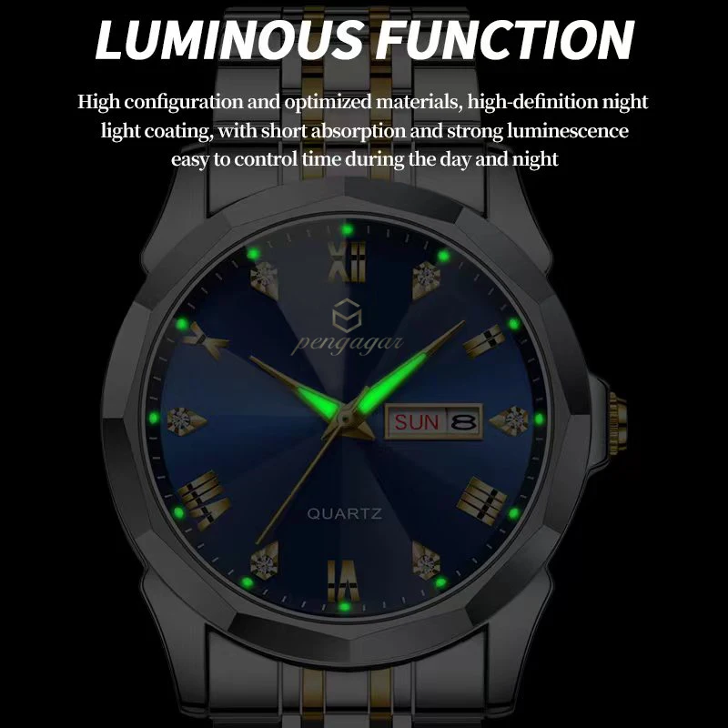 Men's Luxury Quartz Watch Original Design Waterproof Date Week Luminous Wristwatch Stainless Steel Men's Sports Watches Reloj 3