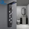 OUIO Black Shower Panel Wall Mounted LED Rainfall Shower Head Rain Massage Stainless Steel Bathroom Shower Panel Bathtub Mixer 1